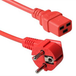 Power Cable Schuko 90 graden to C19 180 graden red, 1.