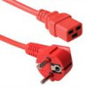 Power Cable Schuko 90 graden to C19 180 graden red, 1.