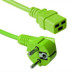 Power Cable Schuko 90 graden to C19 180 graden green, 1.
