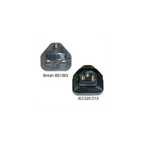 U.K. BS 1363 Male Plug to C13 Female Connector 10 Amp 250 Volt