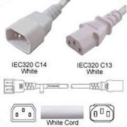 White Power Cord C14 Male to C13 Female 0.3 Meter 10 Amp 250