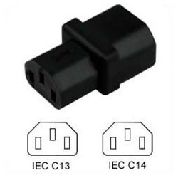 C14 Plug to C13 Connector Block Adapter - Black