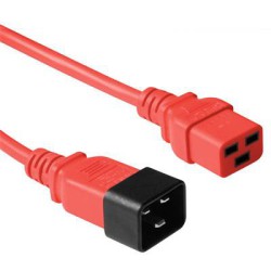 Power Cord IEC 60320 C20 Male to C19 Female red RAL3020, 1.