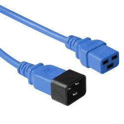 Power Cord IEC 60320 C20 Male to C19 Female blue RAL5012, 1.