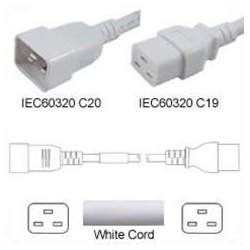White Power Cord C20 Male to C19 Female 1.8 Meters 16 Amp 250