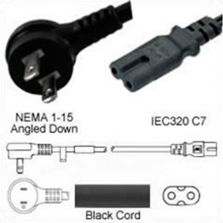 NEMA 1-15 Up/Down Male to C7 Female 1.8 Meters 10 Amp 125 Volt