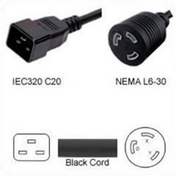 C20 Plug Male to North America NEMA Locking L6-30 Female 0.3
