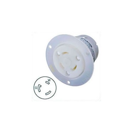 Hubbell HBL2616 NEMA L5-30 Flanged Female Outlet - White
