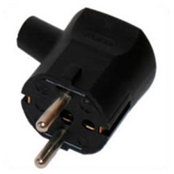 Schuko CEE 7/7 16 Amp 250 Volt Black Down Angle Entry Male Plug
