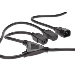 Power Cord splitter cable C14 to 2x C13 black, 1.