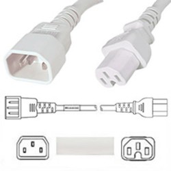 White Power Cord C14 Male to C15 Female 0.9 Meter 15 Amp 250