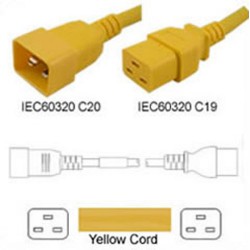 Yellow Power Cord C20 Male to C19 Female 1.5 Meters 16 Amp 250